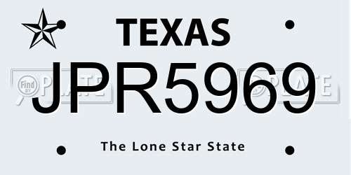 JPR5969 Texas License Plate