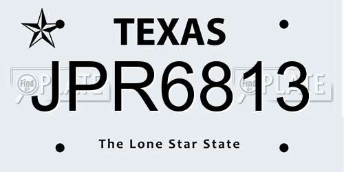 JPR6813 Texas License Plate