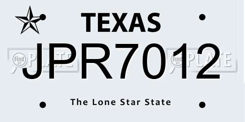 JPR7012 Texas License Plate