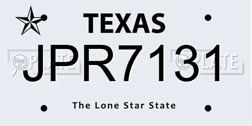JPR7131 Texas License Plate