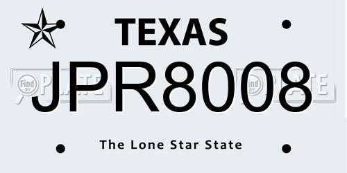 JPR8008 Texas License Plate