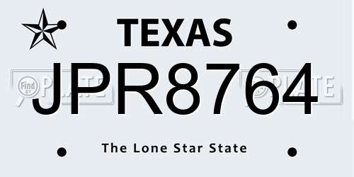 JPR8764 Texas License Plate