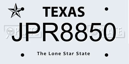 JPR8850 Texas License Plate