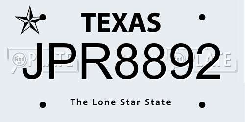 JPR8892 Texas License Plate