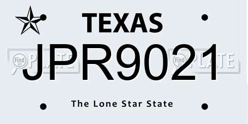JPR9021 Texas License Plate