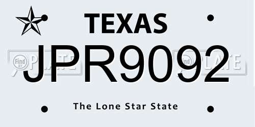JPR9092 Texas License Plate