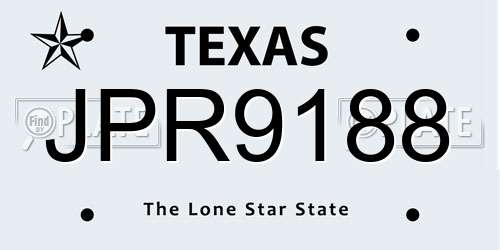 JPR9188 Texas License Plate