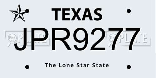 JPR9277 Texas License Plate