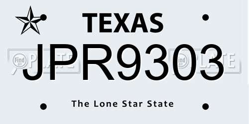 JPR9303 Texas License Plate