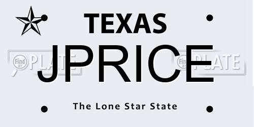 JPRICE Texas License Plate