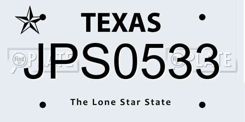JPS0533 Texas License Plate