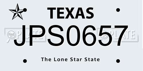 JPS0657 Texas License Plate