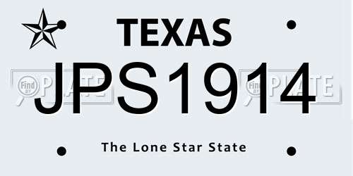 JPS1914 Texas License Plate