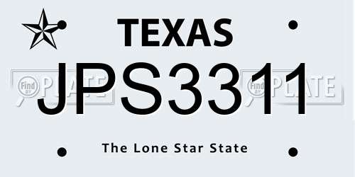 JPS3311 Texas License Plate