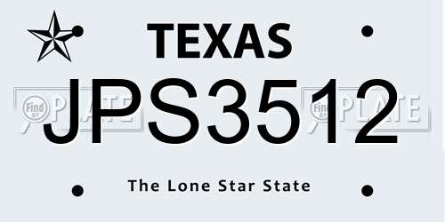 JPS3512 Texas License Plate