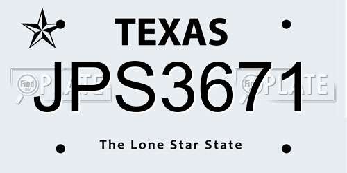 JPS3671 Texas License Plate
