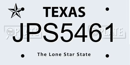 JPS5461 Texas License Plate