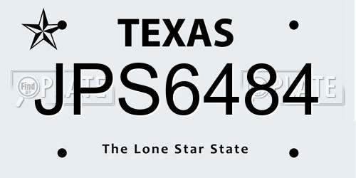 JPS6484 Texas License Plate