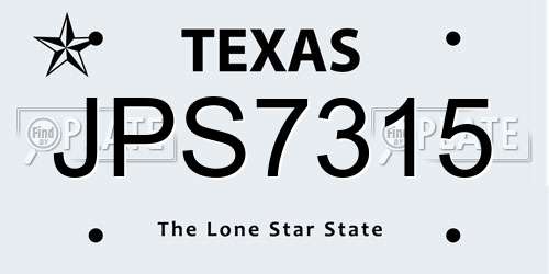 JPS7315 Texas License Plate