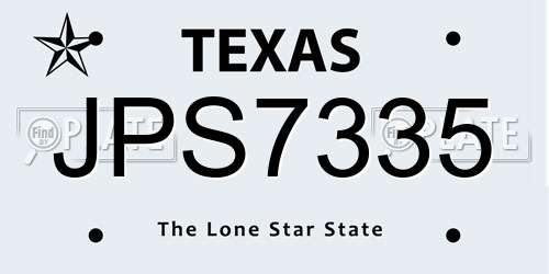 JPS7335 Texas License Plate