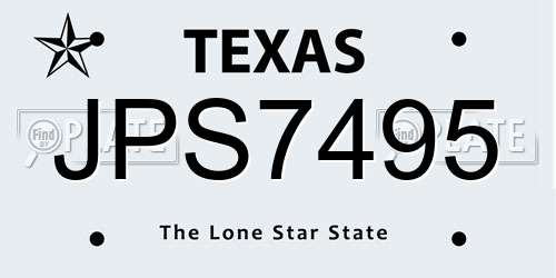 JPS7495 Texas License Plate