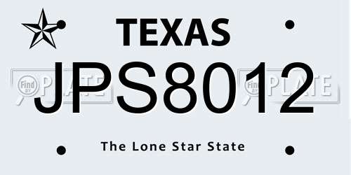 JPS8012 Texas License Plate