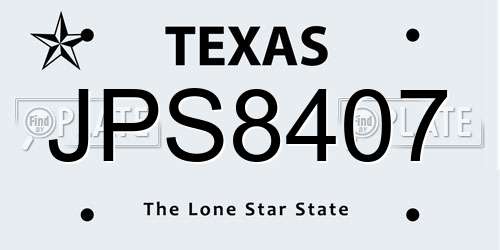 JPS8407 Texas License Plate