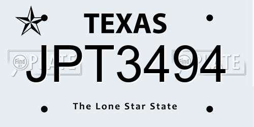 JPT3494 Texas License Plate