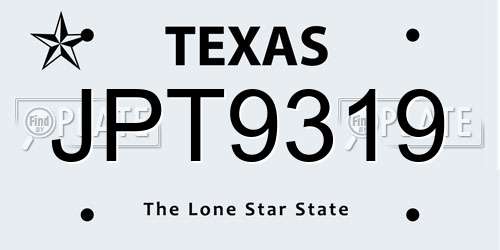 JPT9319 Texas License Plate