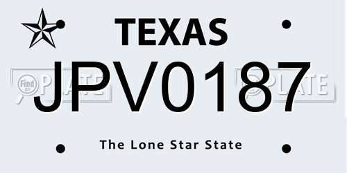 JPV0187 Texas License Plate