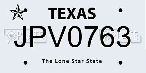 JPV0763 Texas License Plate