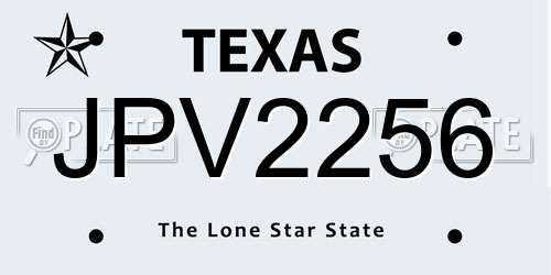 JPV2256 Texas License Plate