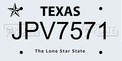 JPV7571 Texas License Plate