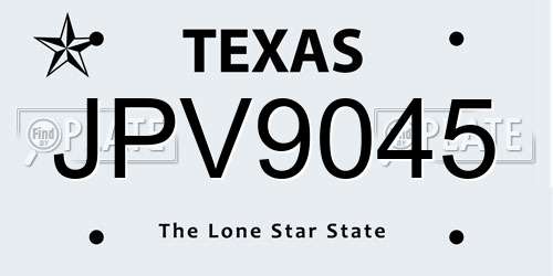 JPV9045 Texas License Plate