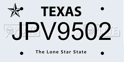 JPV9502 Texas License Plate