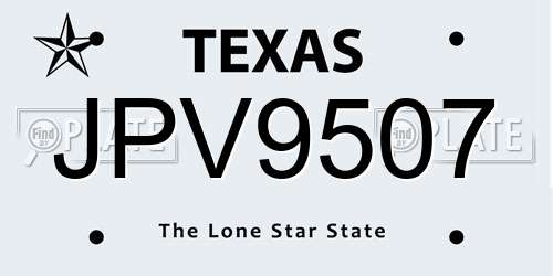 JPV9507 Texas License Plate