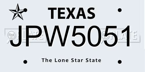 JPW5051 Texas License Plate