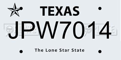JPW7014 Texas License Plate