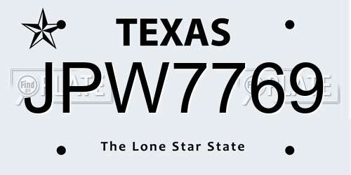 JPW7769 Texas License Plate