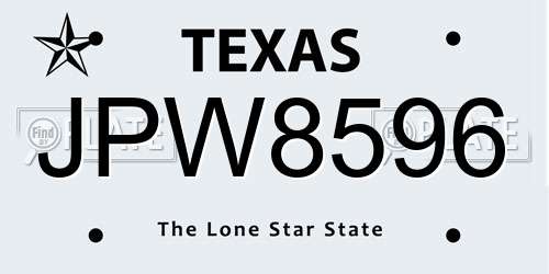 JPW8596 Texas License Plate