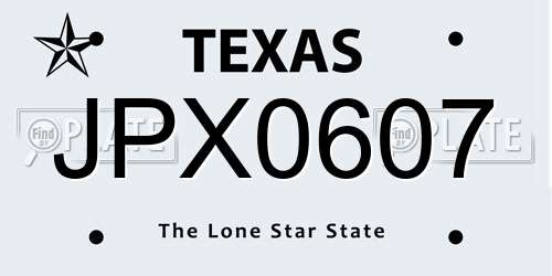 JPX0607 Texas License Plate