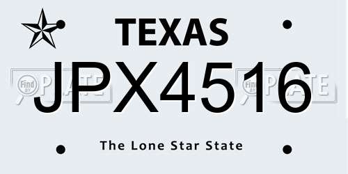 JPX4516 Texas License Plate
