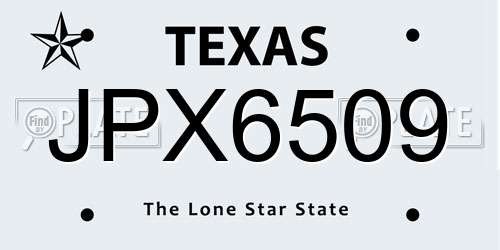 JPX6509 Texas License Plate