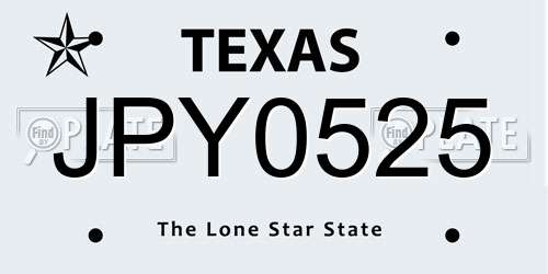 JPY0525 Texas License Plate