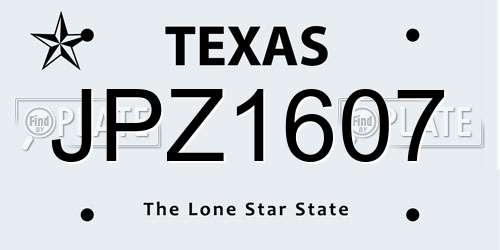 JPZ1607 Texas License Plate