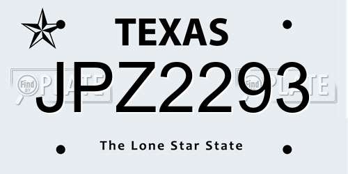 JPZ2293 Texas License Plate