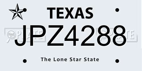 JPZ4288 Texas License Plate