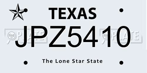 JPZ5410 Texas License Plate