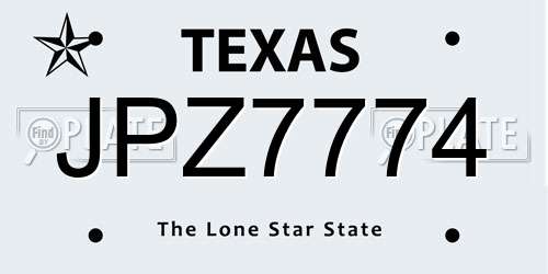 JPZ7774 Texas License Plate