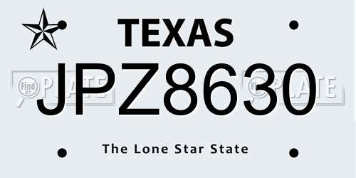 JPZ8630 Texas License Plate